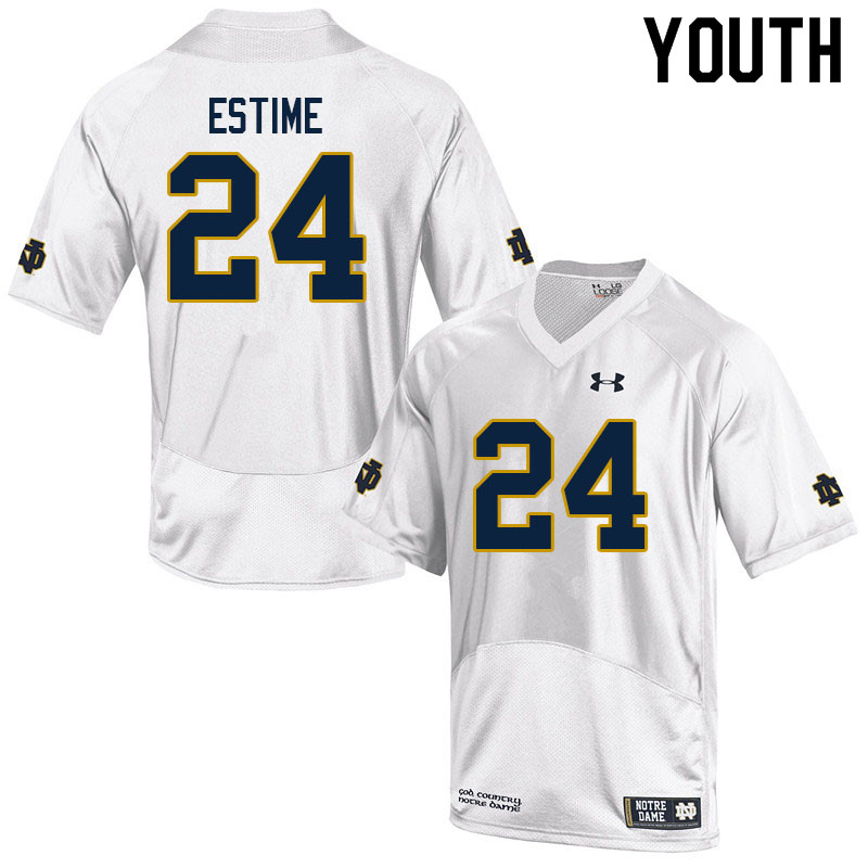 Youth #24 Audric Estime Notre Dame Fighting Irish College Football Jerseys Sale-White - Click Image to Close